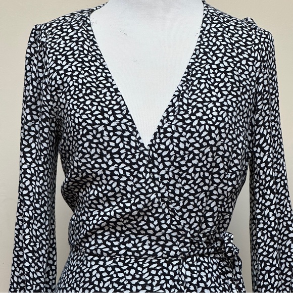 Abercrombie & Fitch Wrap Midi Dress Black White Size XXS - Picture 2 of 12
